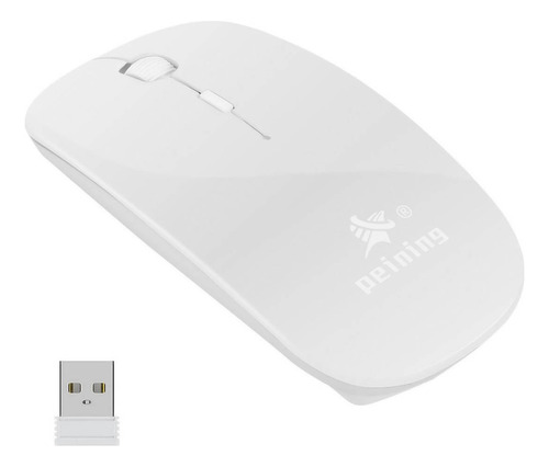 Mouse Óptico Sem Fio Wireless Slim 2000 Dpi Notebook Pc Mac Cor Branco