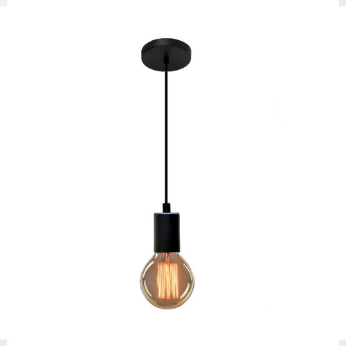 Pendente Retro Vintage Luminária Teto Lustre Soquete E27 Cor Preto