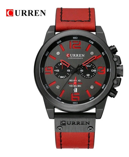 Reloj Curren Hombre Elegante Pulsera Cuero Cuarzo Cronógrafo