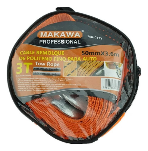 Cable Remolque Para Auto 3 Toneladas 50mm X 3.6m Makawa
