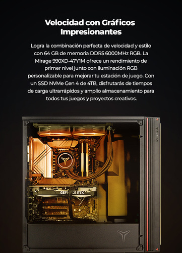 Pc Gamer Yeyian, Nvidia Rtx 4070 Ti 12gb, Amd Ryzen 9 9900x 4.4 Ghz, 64gb Ddr5 6000mhz Rgb, 4tb Nvme 4 Gen, 750w 80 Plus Bronze, Wi-fi, Bluetooth, Enfriamiento Liquido, B650 Ypa-ms990xd-47y1m