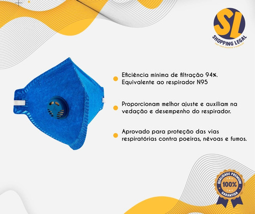 Imagem 3 de 7 de Máscara Proteção Epi Tipo N95 Pff2 Válvula Deltaplus Kit 10
