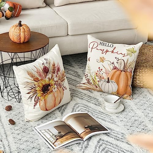 Avoin Colorlife Fundas De Almohada De Otoño, Calabaza, Trigo