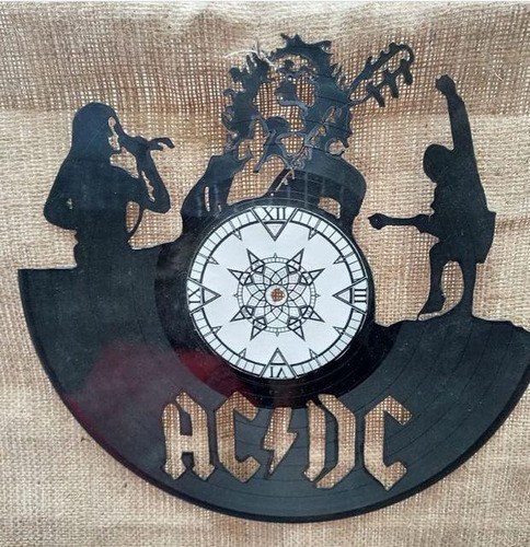 Ac Dc - Reloj Artesanal Calado En Disco De Vinilo