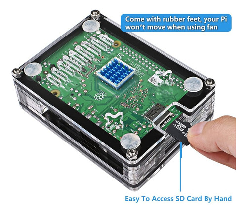 Funda Miuzei Raspberry Pi 3 B+ Con Ventilador Y Refrigera...