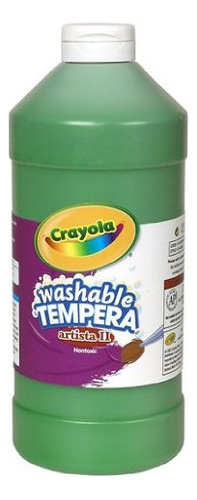 Pintura Al Temple Crayola, Lavable, Color Verde, 32 Onzas