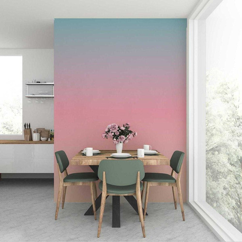 Imagem 3 de 5 de Papel De Parede Adesivo Degradê Amarelo Rosa E Azul N07144 0
