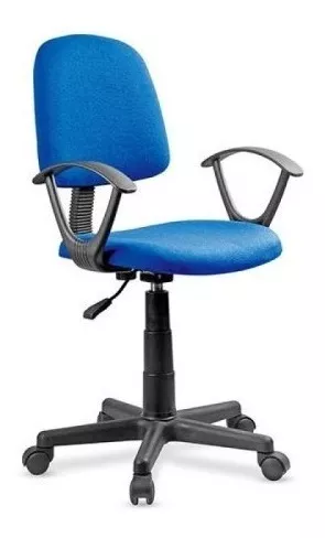 Silla de Oficina Giratoria en Azul y Negro con Ruedas y Respaldo