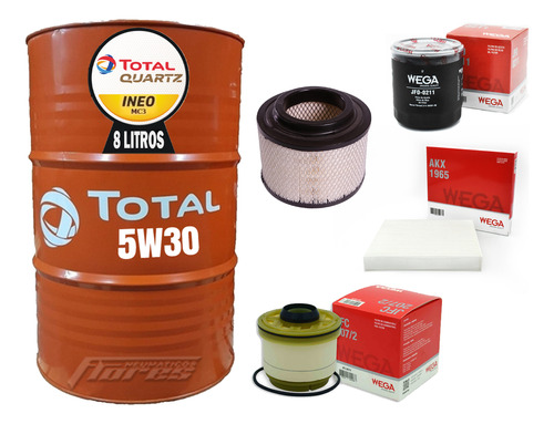 Cambio Aceite Total 5w30 + Kit Filtros Toyota Hilux 2500 Td