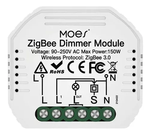 Moduio Interruptor Dimmer Inteligente 1 Polo Zigbee3.0 Moes