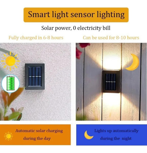 Imagen 8 de 10 de Pack X2 Aplique Led Exterior Resiste Impermeable Luz Cálida