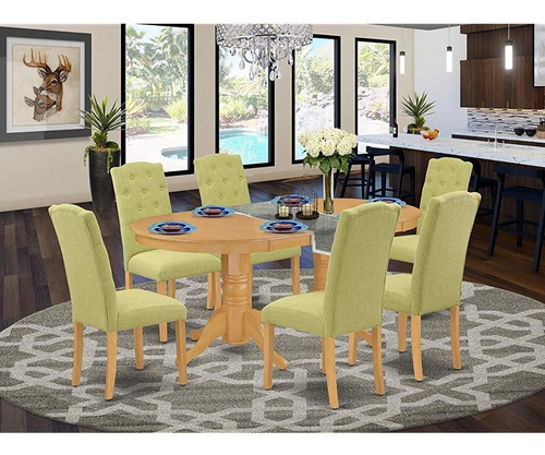 7pc Dinette Set Incluye Una Mesa De Comedor Ovalada Con Hoja