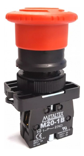 Botão Emergência C/trava 22mm Plástico P20akr-r-1b Metaltex