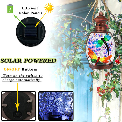 Linterna Solar Colgante Impermeable Libélula Para Jardín