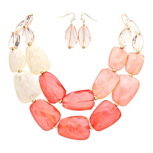 Rosemarie Colecciones Conjunto De Aretes Con Collar De Resin