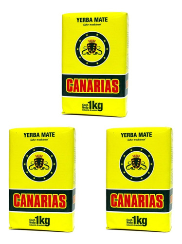 Yerba Mate Canarias 1kg Tradicional Pack X3 Unidades