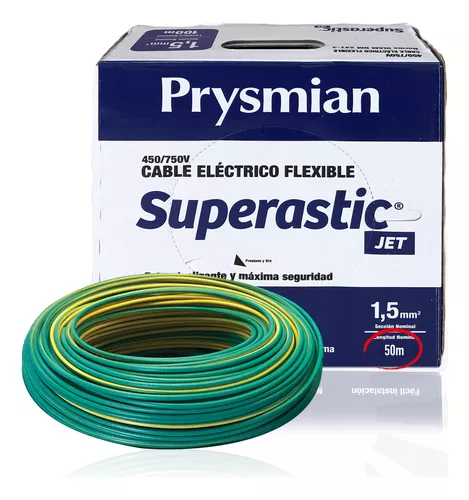 Cable 1.5mm Unipolar Superastic Pirelli Prysmian X 50mts