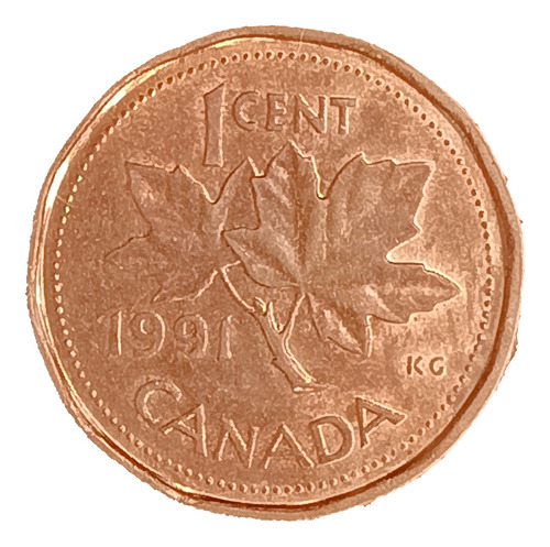 Canadá 1 Cent 1991 Excelente Km 181 Hojas De Maple