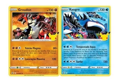 Kit Carta Pokémon Lendarios Grondon E Kyogre