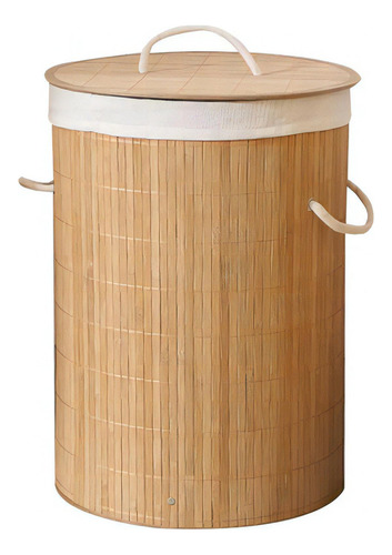 Cesto De Bambu Casa Laura Enxovais Redondo Ecológico Forrado Roupas Sujas Banheiro E Lavanderia