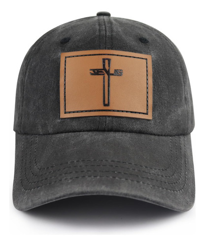 Gorra De Béisbol Con Parche De Cuero Religioso Bordado Cri.