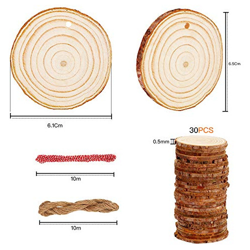 Rebanadas De Madera Sin Acabar, 30 Piezas, 2.4 - 2.8 ,...