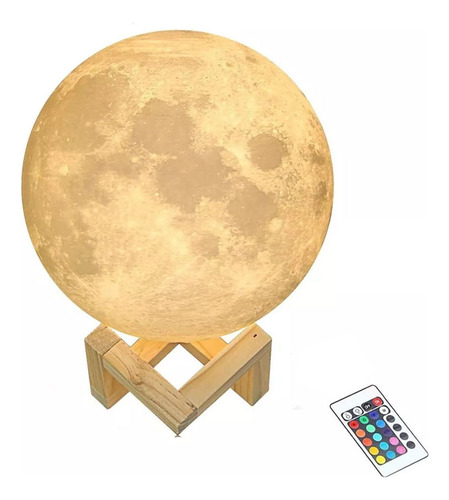 Lámpara Velador De Mesa Esfera Luz De Luna 3d Colores