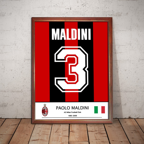 Cuadro Decorativo Paolo Maldini Ac Milan N 3 Poster Vidriado