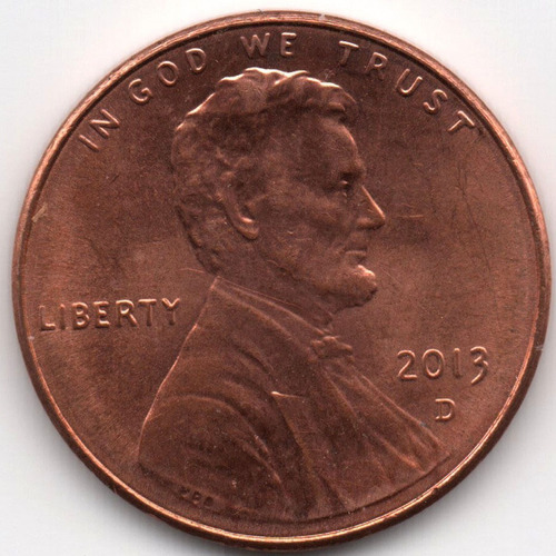 2013 D (1) Un Centavo Penny Escudo 1c Bu Unc Eeuu Lincoln $