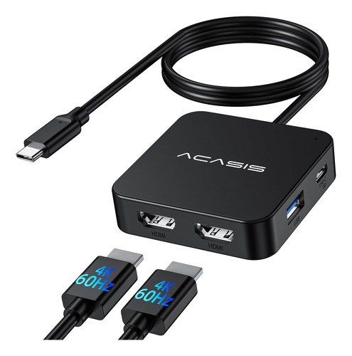 Acasis Usb C Hub Dual Hdmi 4k 60hz, Adaptador Usb C A Hdmi D