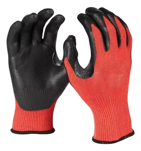 Set X12 Guantes De Trabajo Antideslizantes Engomado Mecanico Rojo Y Negro