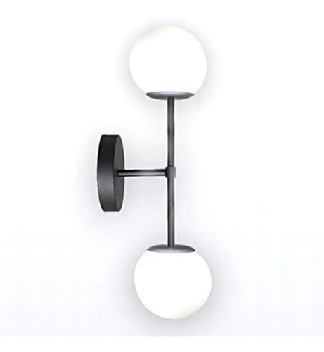 Aplique De Pared Negro Doble Con Globo 15cms Perfecta Asia