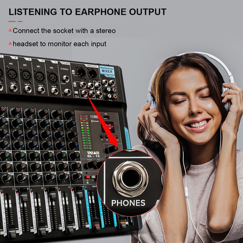 Tklbls Ql-12 Mezladora De 12 Canales Mixer Usb Bluetooth