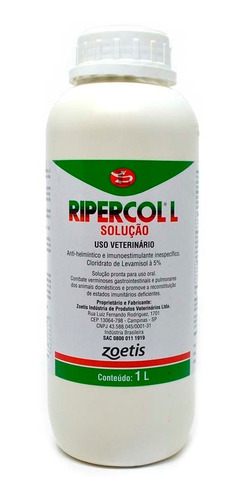 Ripercol Zoetis Solução Oral 1 Litro - Verminoses Pássaros