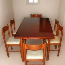 Comprar Juego De Comedor De Madera 6 Puestos Sillas Tapizadas