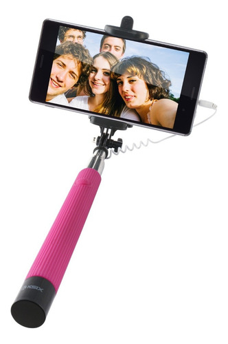 Bastón Monopod Palo Selfie Celulares Cámaras Boton Color Rosa