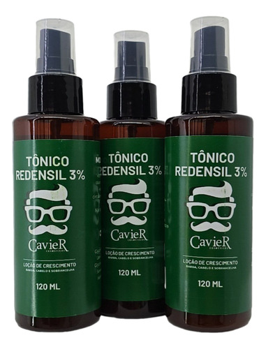 Kit 3 Tonicos Loção Crescimento 120ml Cavier Cosmeticos Fragrância Perfumada