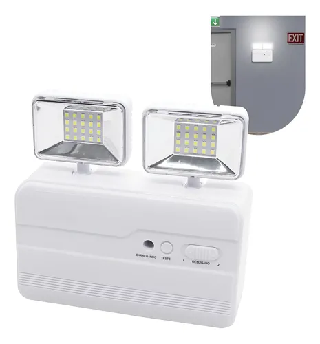 Luminária De Emergência 2 Faróis 40leds Bateria Recarregável Branco-frio 127/220v