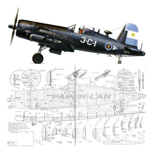 Plano Rc F-4 Corsair 1580mm (leer Envio Antes De Comprar)