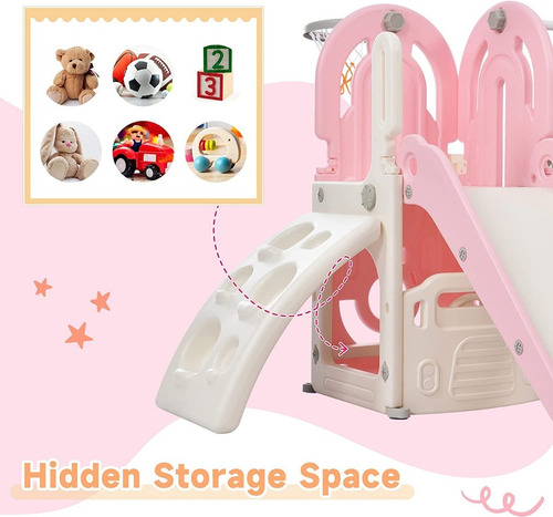 Tobogan 5 En 1 Para Niños Columpio Color Rosa Marca Merax