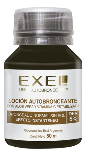 Loción Autobronceante 6% DHA Con Color Bronceado Exel X 50ml
