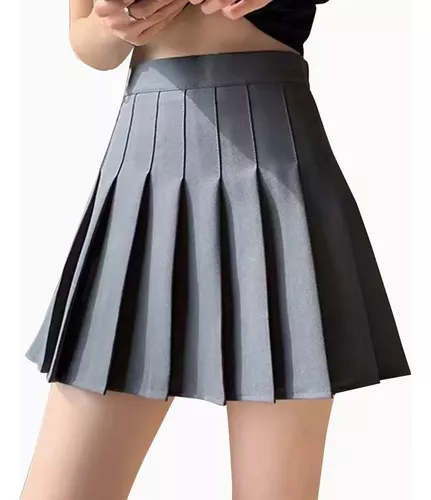Faldas a cuadros Falda plisada de cintura alta Falda corta micro falda  negra Mini faldas para mujer rosa y blanco (Color gris, Talla: M)
