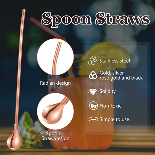 4 Pajitas De Acero Inoxidable Reutilizables Con Cepillo De L