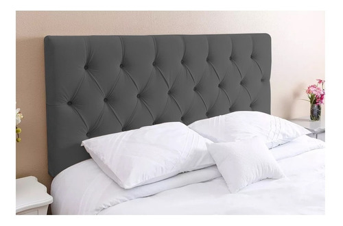  Cabeceira de cama box Kasabela Paris Queen 160cm x 58cm Camurça cinza