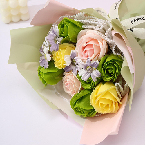 Regalo Del Día De La Madre, Ramo De Flores De Jabón, Rosa