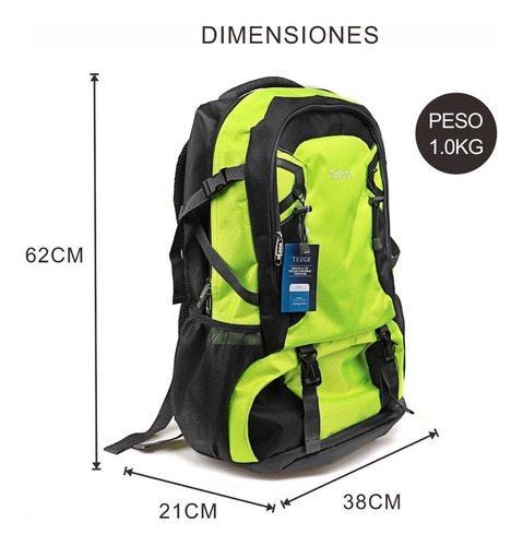 Mochila Mochilero Camping 70 Lts Trekking Color Negro