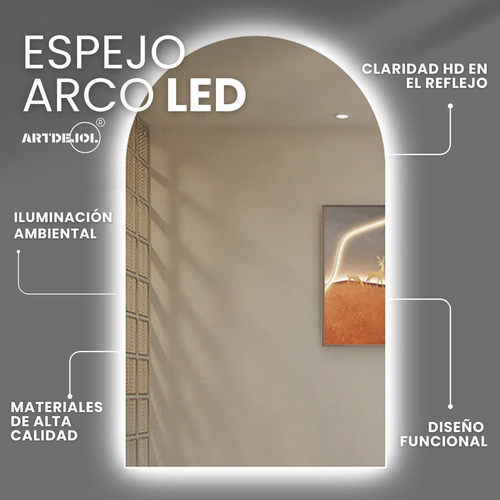Espejo Arco Con Luz Led 60 X 120 Elegante