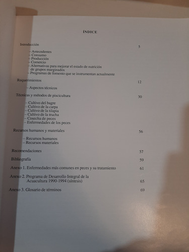 Acuacultura Programa De Orinetación Alimentaria - Dif (Usado)