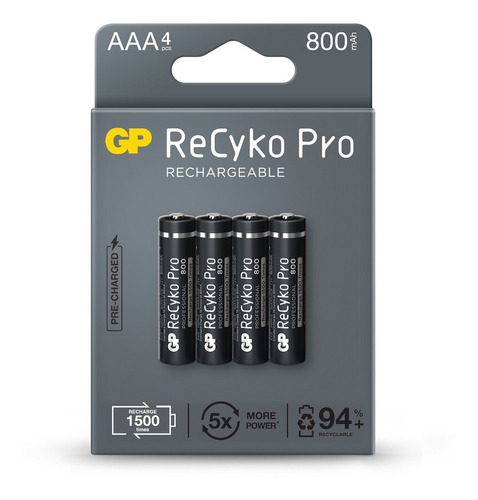 04 Pilhas Aaa Recarregável Pro 800 Mah Gp - 01 Cartela