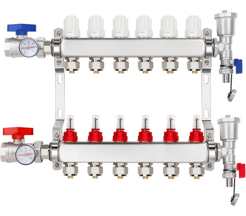 Colector De Calor Radiante De 6 Ramas, Colector Pex De Acero